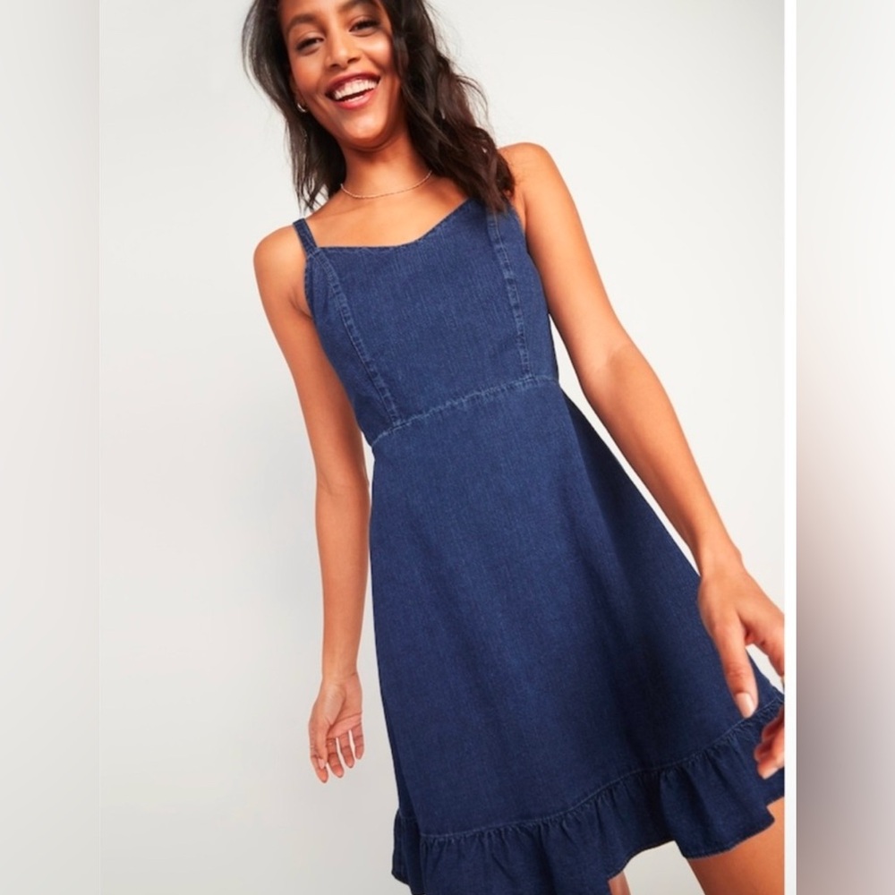 Old Navy Dark Blue Denim Midi Dress